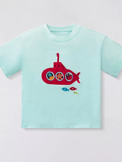 Children's Embroidered Round Neck T-Shirt