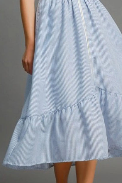 Umgee Full Size Striped Midi Dress with Smocked Waist Plus Size