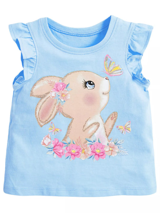 Children's Bunny Graphic Ruffled Top