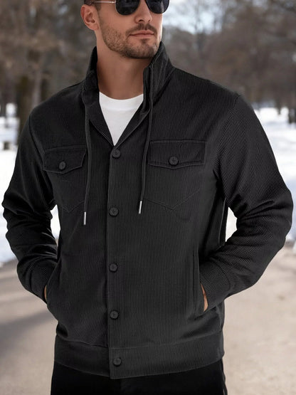 Men's Full Size Casual Corduroy Button-Down Jacket Plus Size