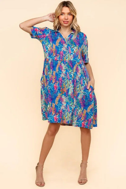 Haptics Johnny Collar Babydoll Dress with Side Pockets