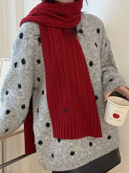 Ribbed Knitted Winter Scarf