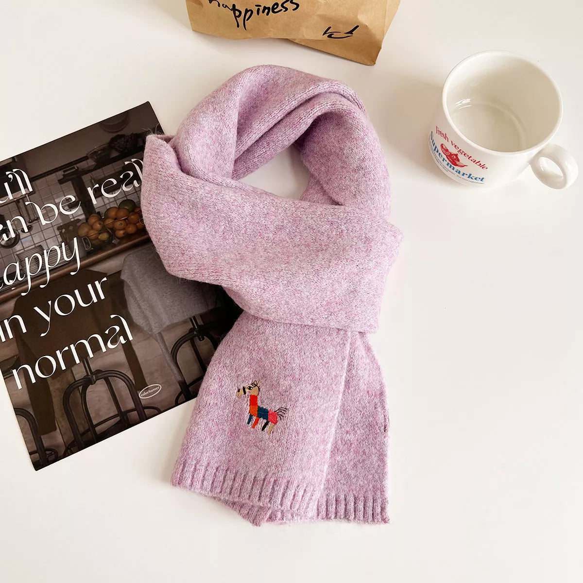 Embroidered Warm Winter Scarf
