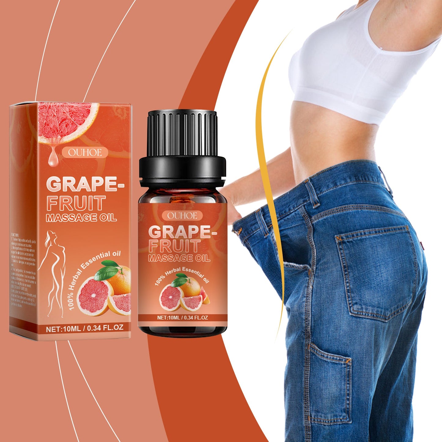 OUHOE Grapefruit Massage Essential Oil, Moisturizing Repair Moisturizing Body Skin Soothing Massage Skin Care Essential Oil