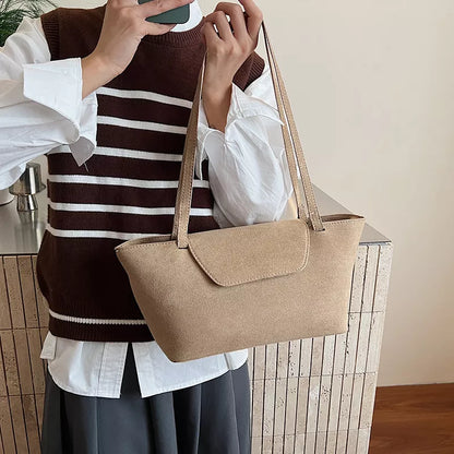 Minimalist Flap Decor Suede Bag