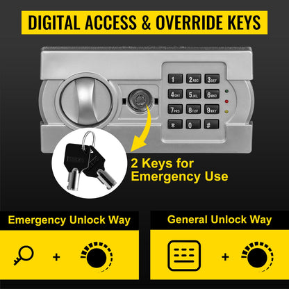 VEVOR Digital Depository Safe 1.7 Cubic Feet Made Of Carbon Steel Electronic Code Lock Depository Safe With Deposit Slot With Two Emergency Keys Depository Box For Home Hotel Restaurant And Office