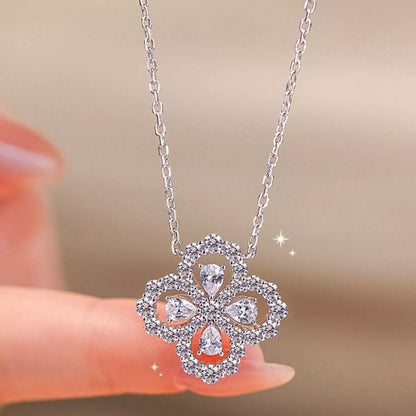 Moissanite 925 Sterling Silver Clover Pendant Necklace