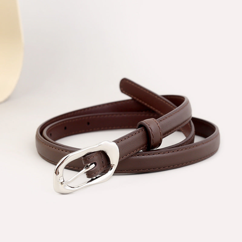 Silver Buckle Skinny Belt