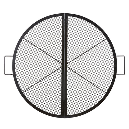 VEVOR X-Marks Fire Pit Grill Grate, Foldable Round Cooking Grate, Heavy Duty Steel Campfire BBQ Grill Grid With Handle And Support X Wire, Portable Camping Cookware For Outside Party, 36 Inch Black