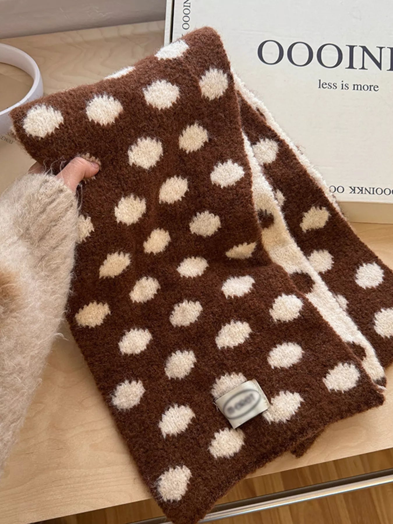 Polka Dot Knitted Scarf