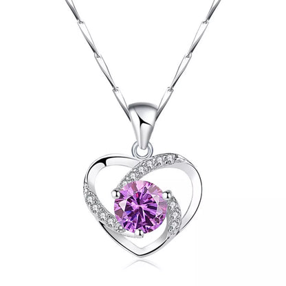 925 Sterling Silver Zircon Heart Necklace