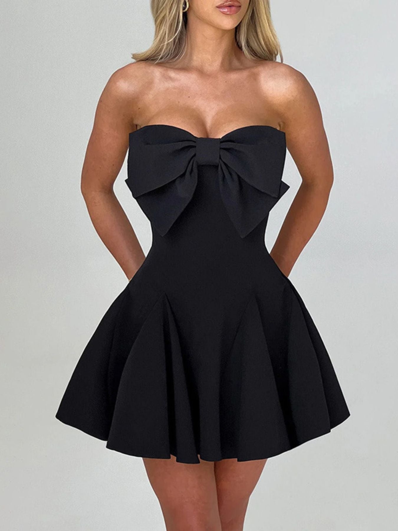 Bowknot Strapless A-Line Mini Dress
