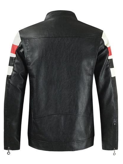Men's Plus Size Contrast Zip Up Long Sleeve Jacket