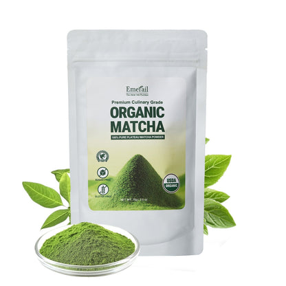 Matcha--Emerail Premium Culinary Grade Organic Matcha Green Tea Powder,Premium Unsweetened,100 Pure Matcha Powder,Smoothies,and Baking 70g 2.5oz-Ships From US-Tea-Coffee Mate