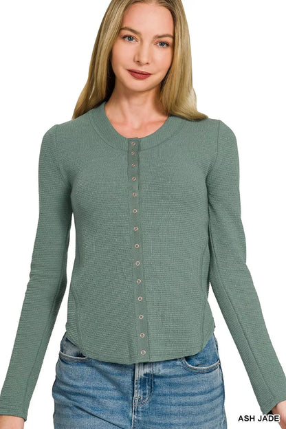 Zenana Double Knit Snap Button Shirts