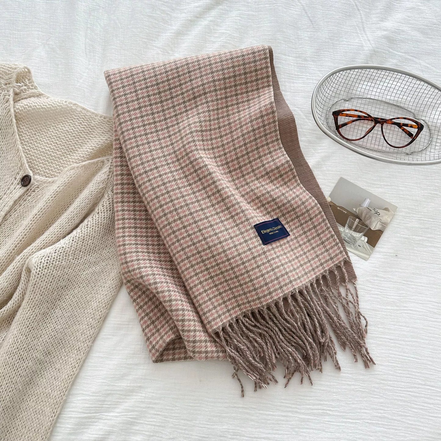 Plaid Fringe Warm Winter Scarf
