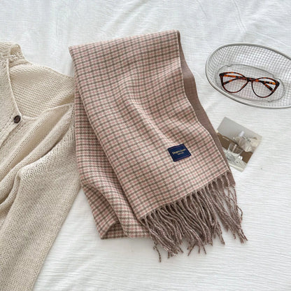 Plaid Fringe Warm Winter Scarf