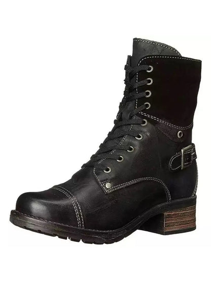 Lace-Up Block Heel Boots