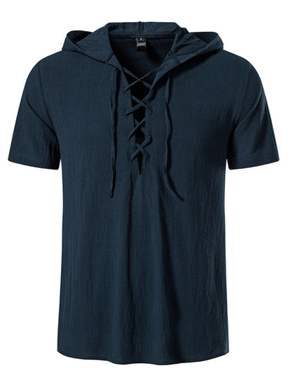 Men's Casual Lace-Up Hooded Top