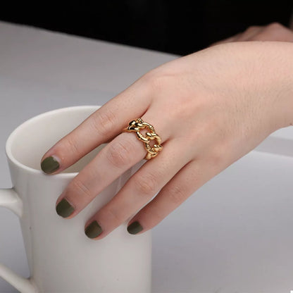 18K Gold-Plated Chain Link Open Ring