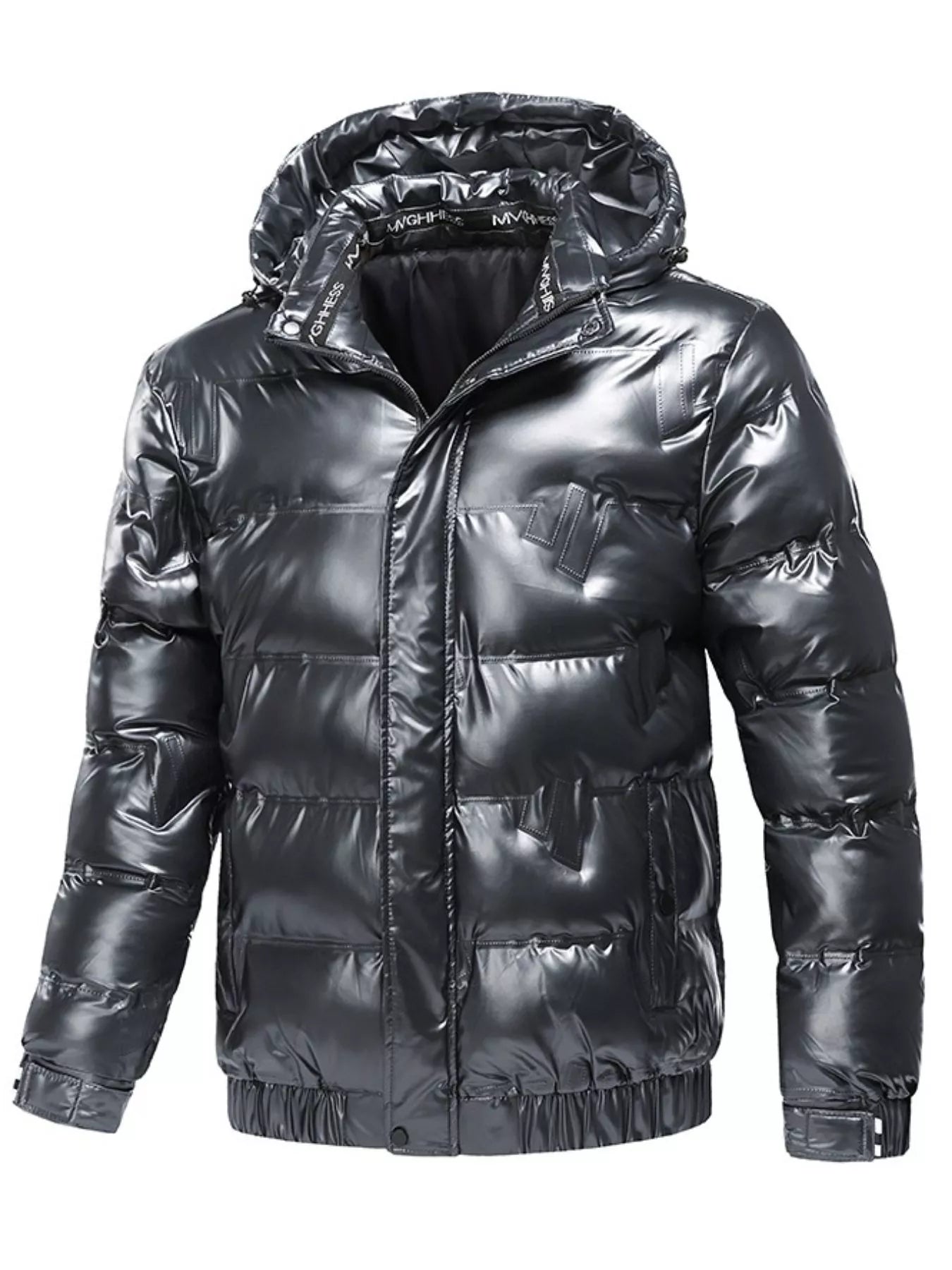 Men's Plus Size Zip Up Hooded Puffer Jacket