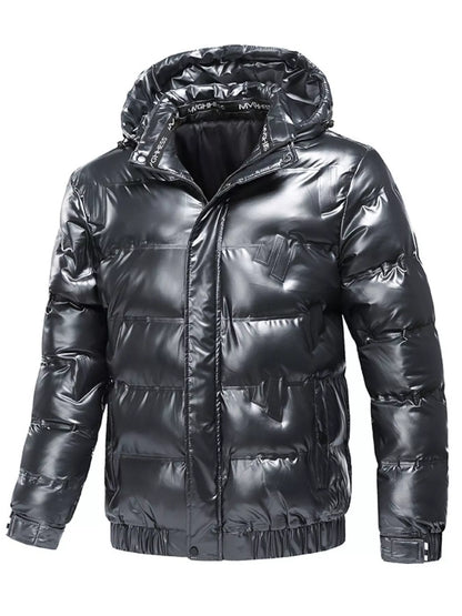 Men's Plus Size Zip Up Hooded Puffer Jacket