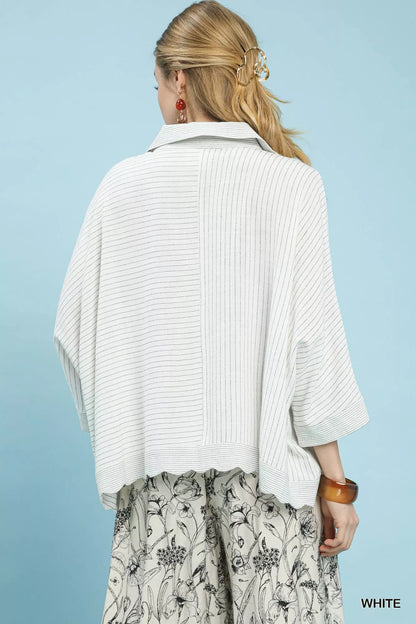 Umgee Oversized Striped Button-Down Shirt