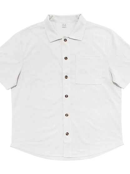 Men's Full Size Button Up Top and Shorts Set Plus Size