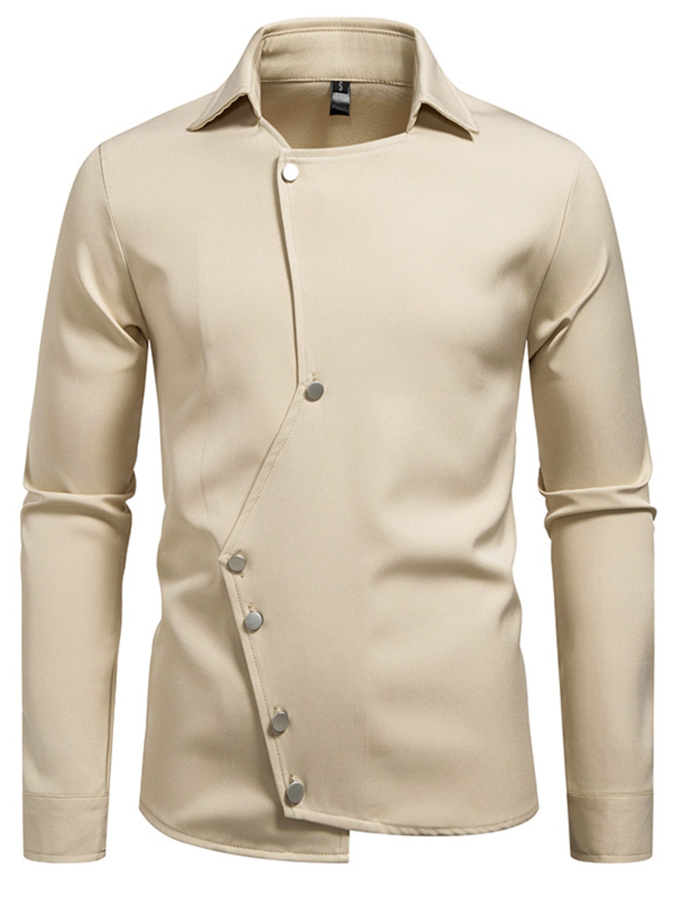 Men's Asymmetrical Button-Down Long Sleeve Shirt