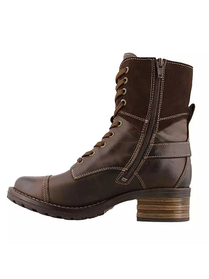 Lace-Up Block Heel Boots