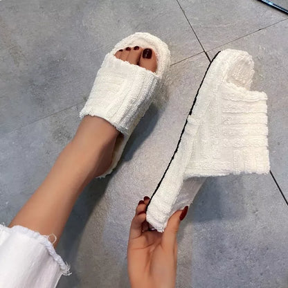 Open-Toe Platform Slippers