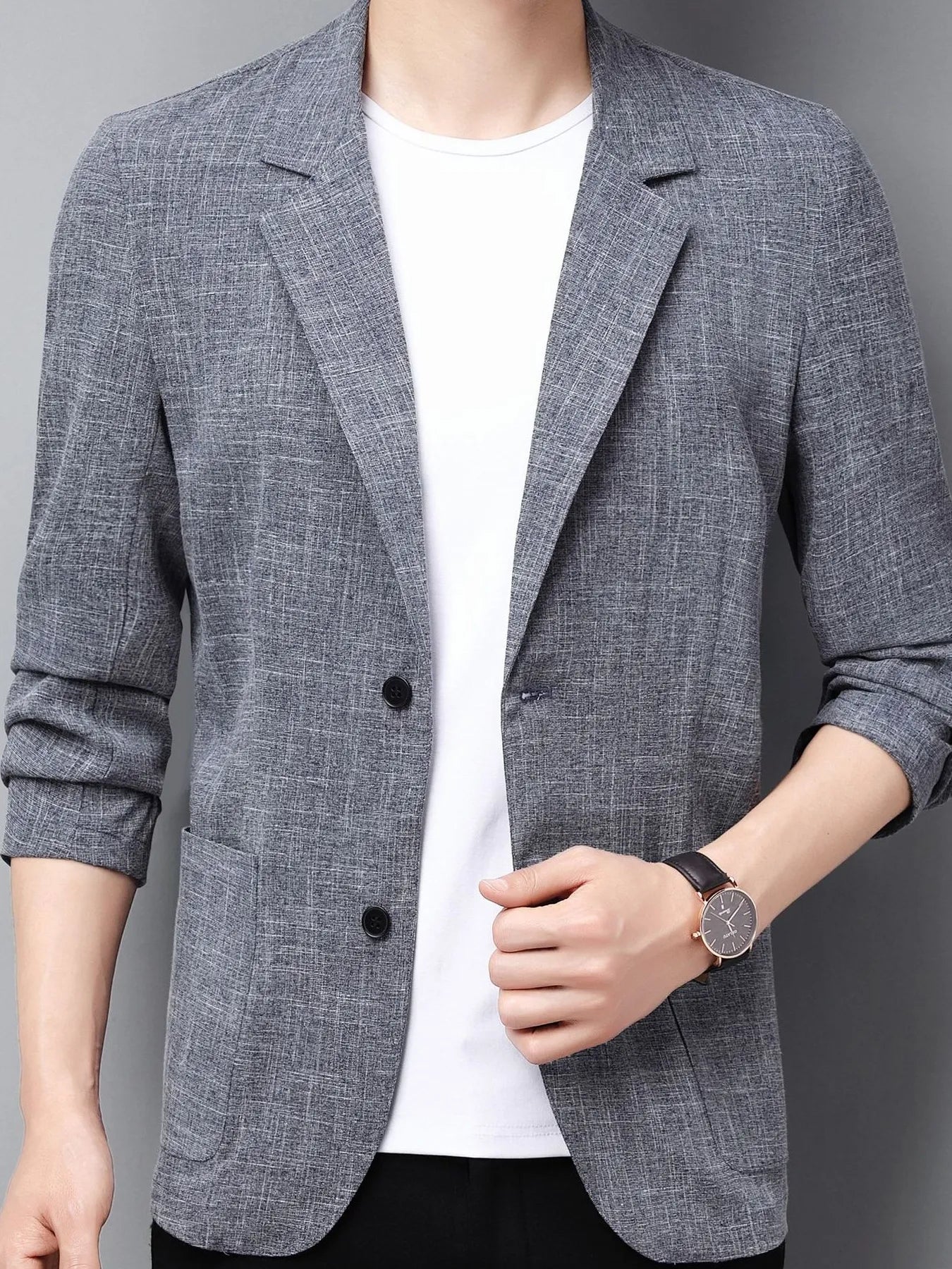 Men's Full Size Button Up Long Sleeve Blazer Plus Size