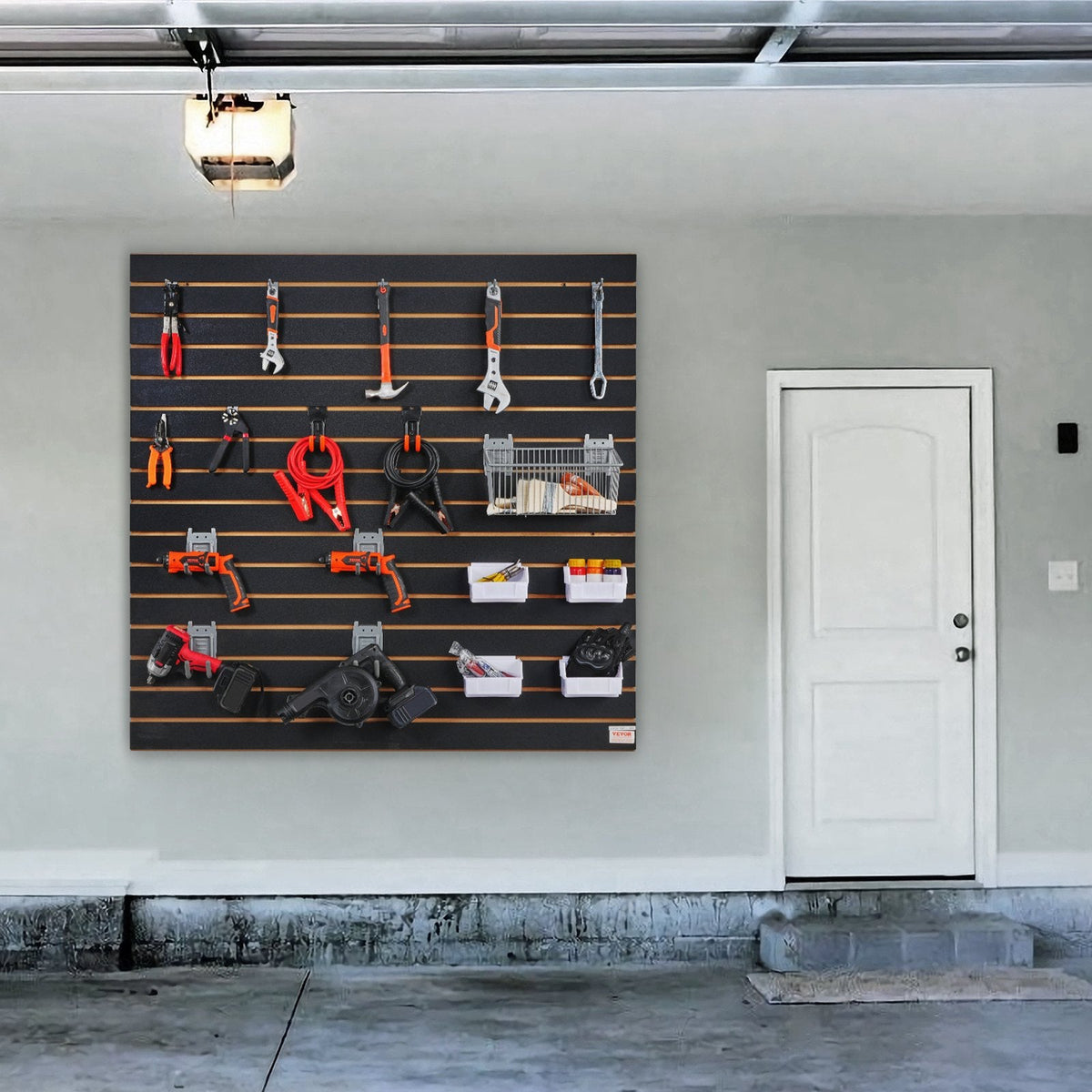 VEVOR Slatwall Panels, 4 Ft X 2 Ft Black Garage Wall Panels , Heavy Duty Garage Wall Organizer Panels Display For Retail Store, Garage Wall, And Craft Storage Organization