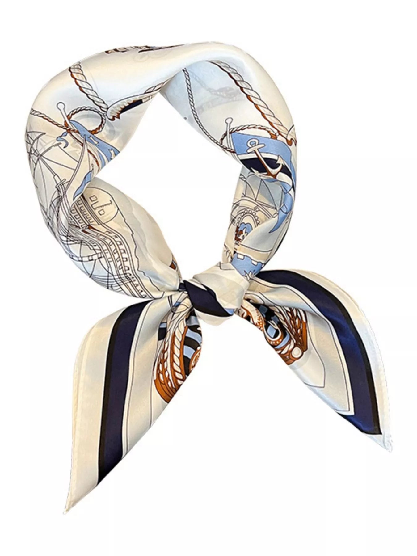 Nautical Print Silk Square Scarf