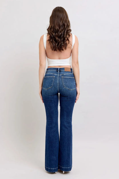 Judy Blue Full Size High Rise Flare Jeans with Pockets Plus Size