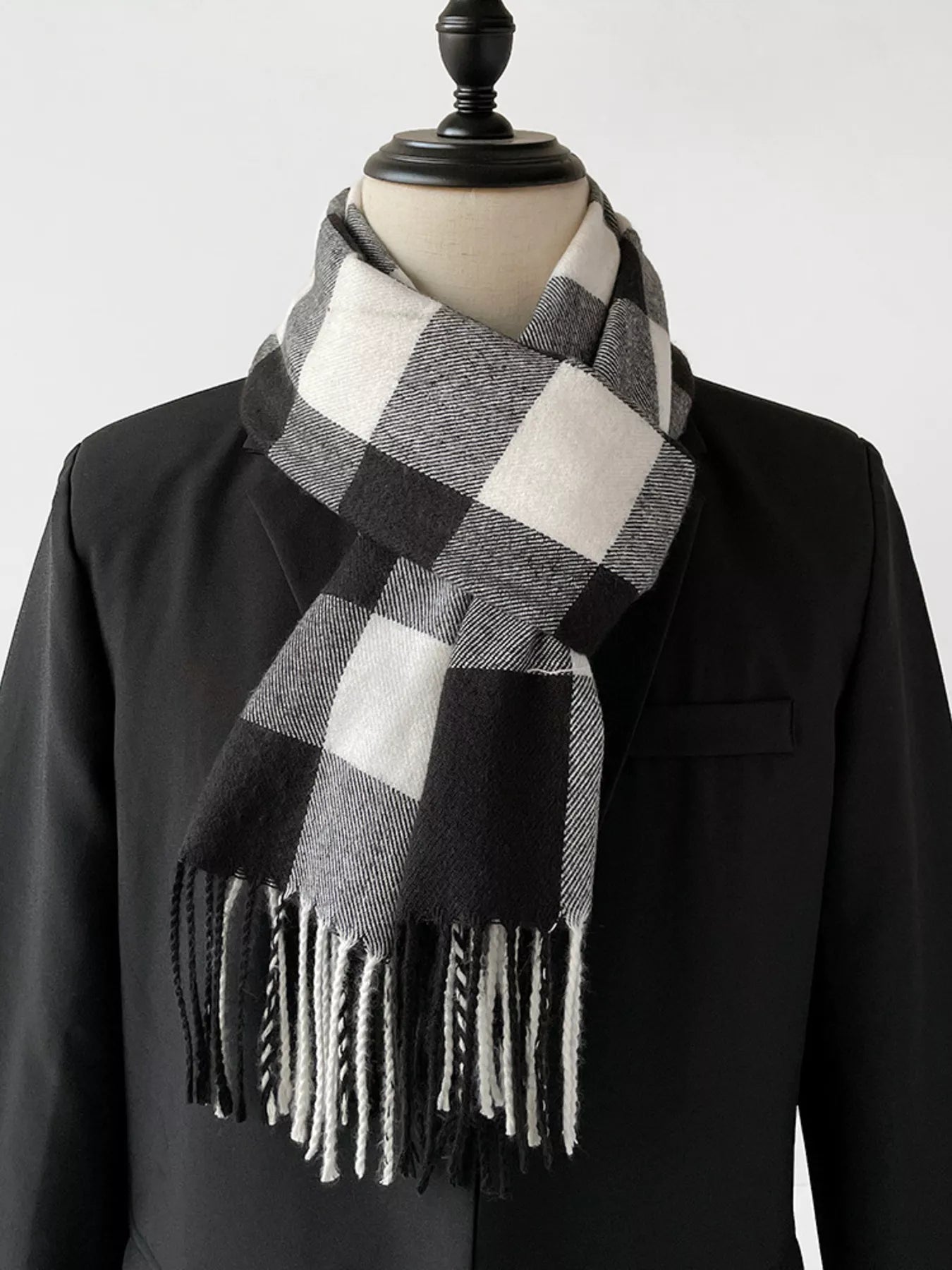Classic Plaid Fringe Scarf