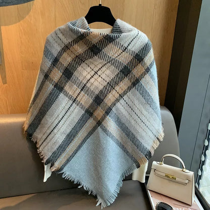 Raw Hem Plaid Scarf