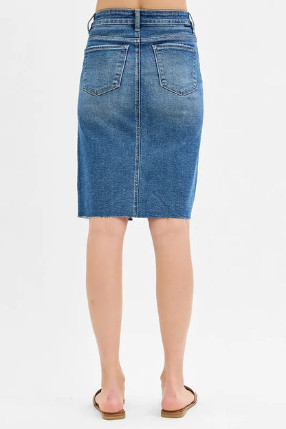 RISEN Full Size High Rise Front Slit Pencil Skirts Plus Size