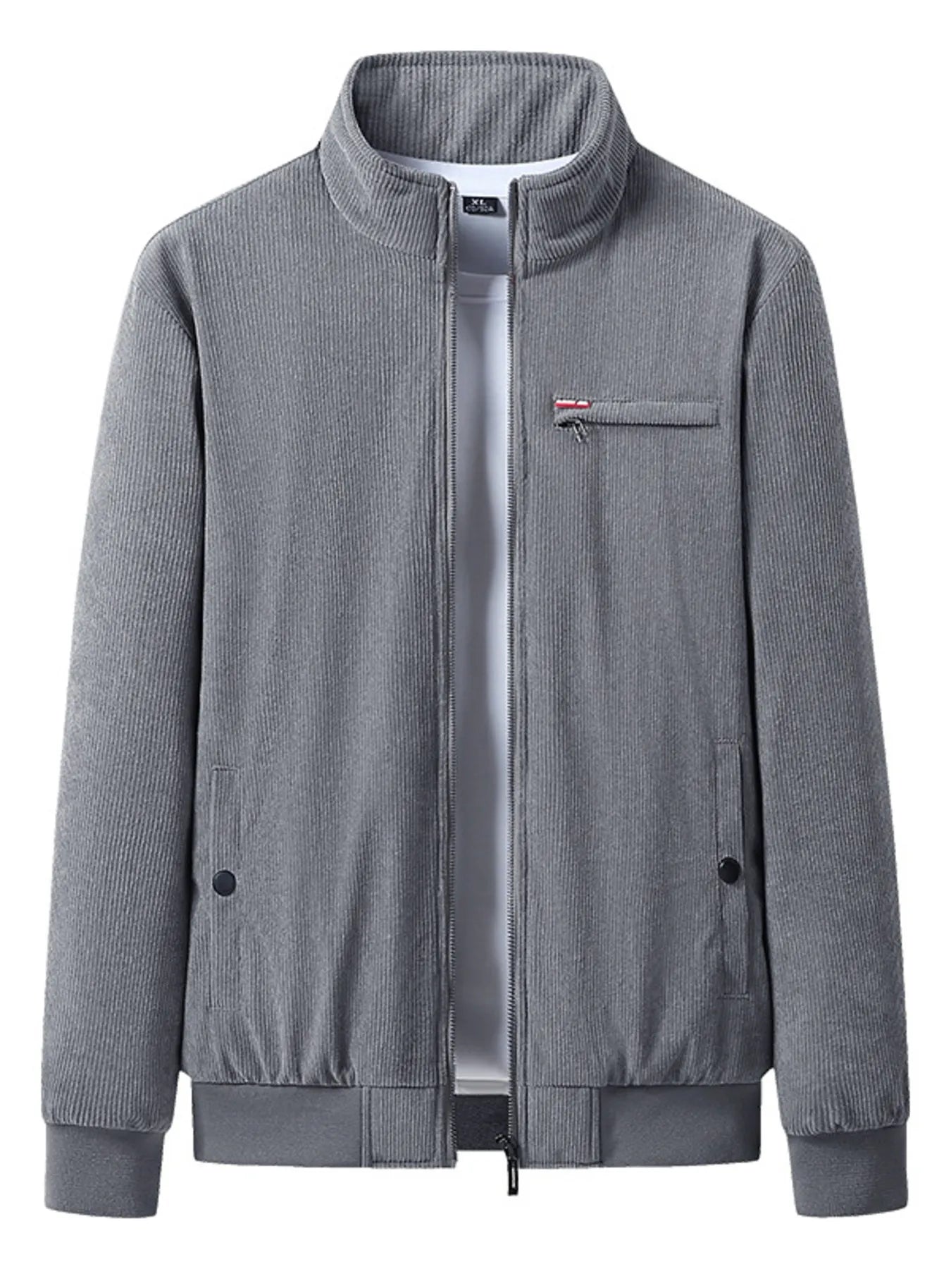 Men's Plus Size Full-Zip Bomber Corduroy Jacket with Sherpa Lining