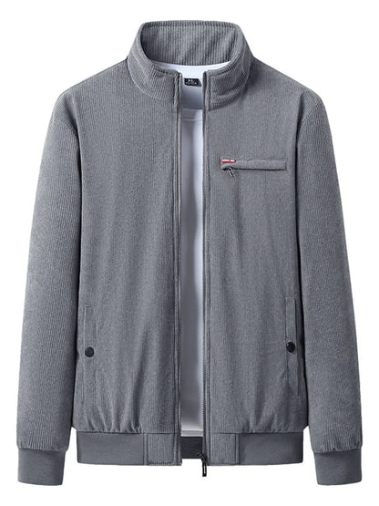 Men's Plus Size Full-Zip Bomber Corduroy Jacket with Sherpa Lining