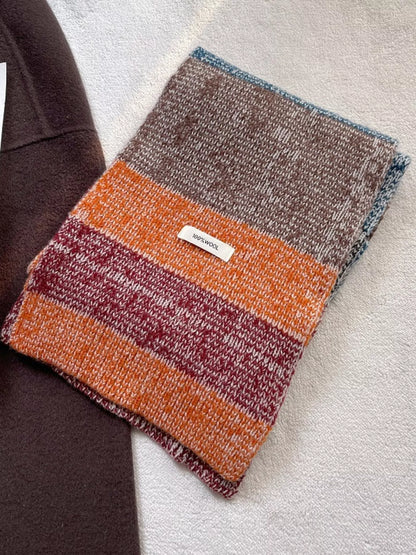 100% Wool Color Block Knitted Scarf