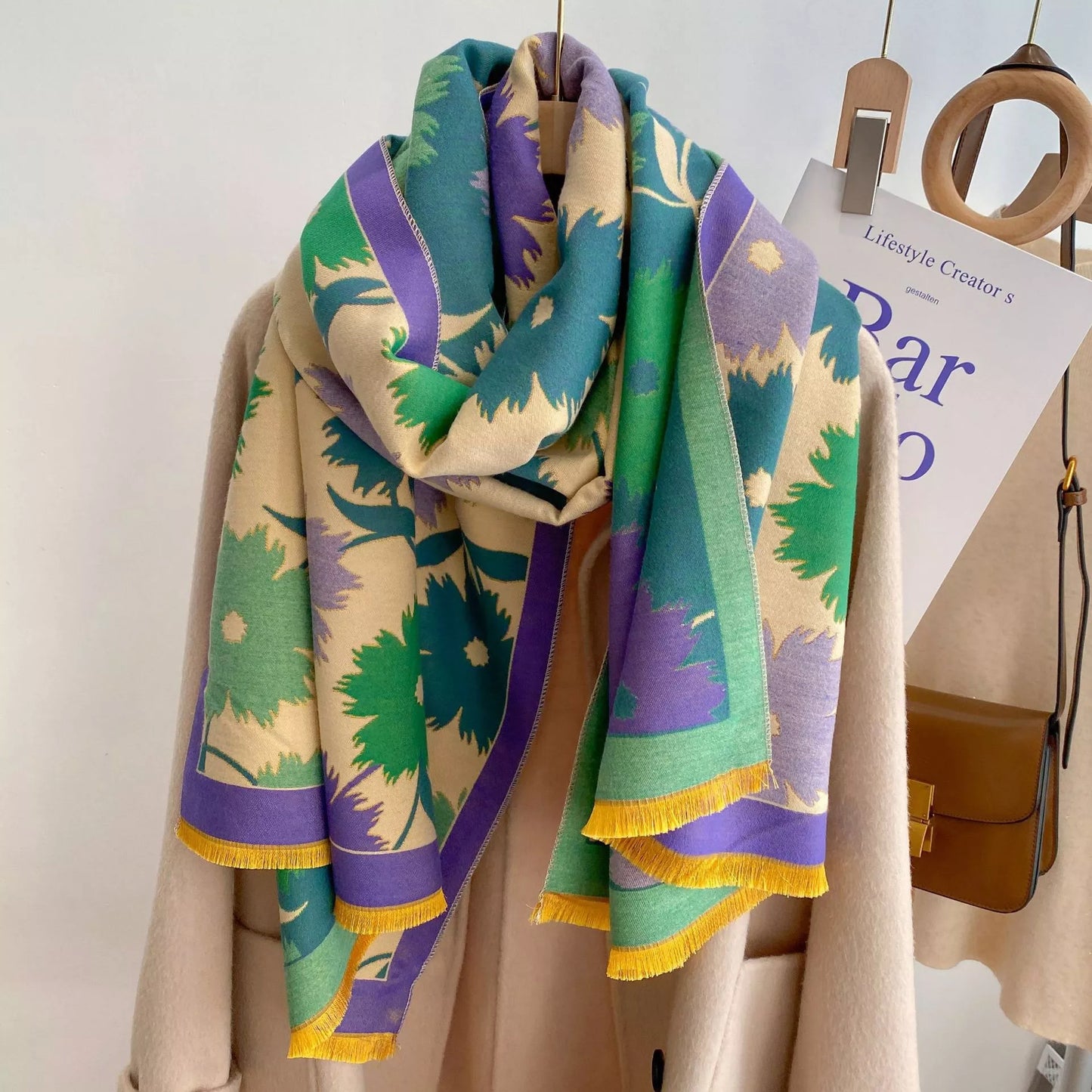 Floral Print Warm Winter Scarf