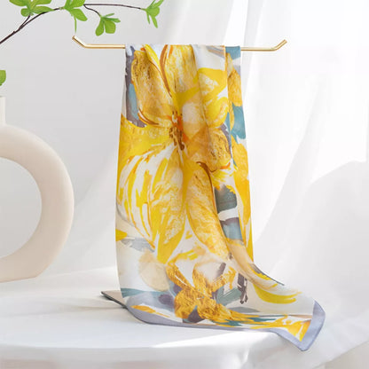 Floral Print Silk Square Scarf