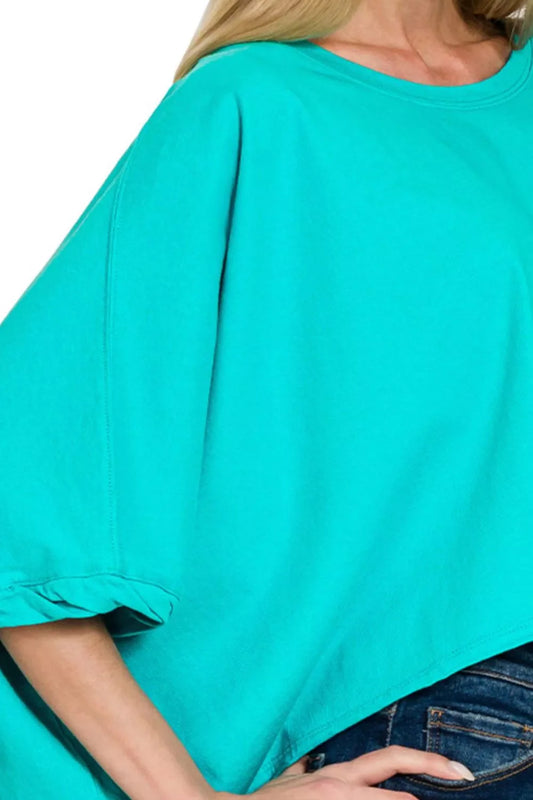 Zenana Premium Cotton Oversized Round Neck Box T-Shirt