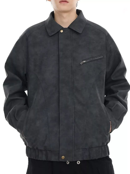 Men's Plus Size Vintage Style Zip Up Jacket