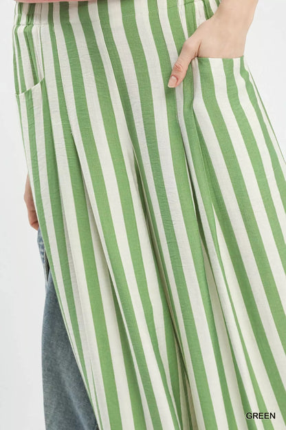 Umgee Vertical Stripe Wide Leg Pants
