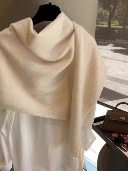 Wool Knitted Asymmetrical Shawl