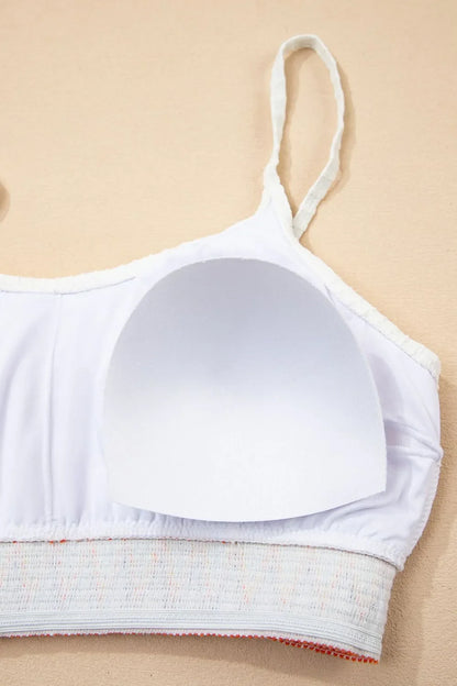 Textured Contrast Banding Bikini High Waist 2pcs Swimsuit