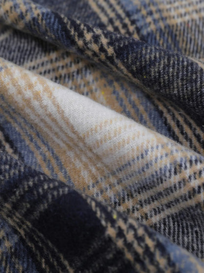 Men's Plaid Button Up Long Sleeve Jacket