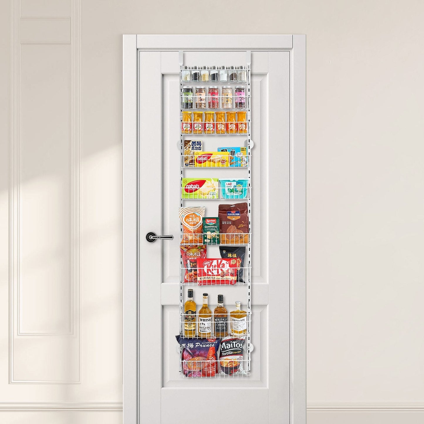 9-Tier Over The Door Pantry Organizer Hanging Storage Rack Adjustable Kitchen